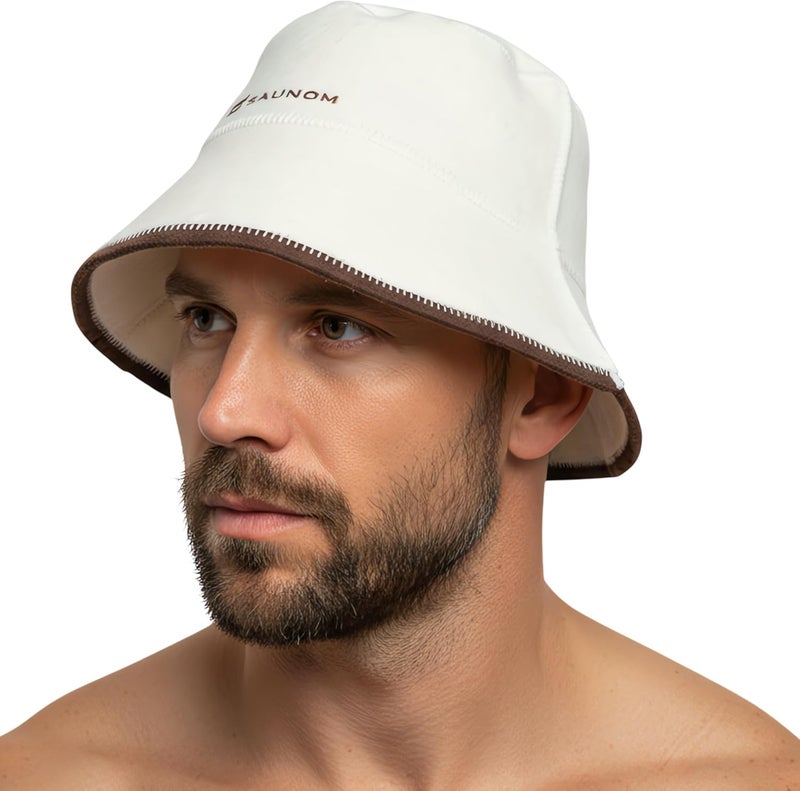 SUNOOM Wool Sauna Hat for Men and Women (2 Pack) — 100% Natural Wool — Breathable, Itch-Free and Odor Resistant Sauna Cap — Ideal Banya Hat for Men White - Image 1